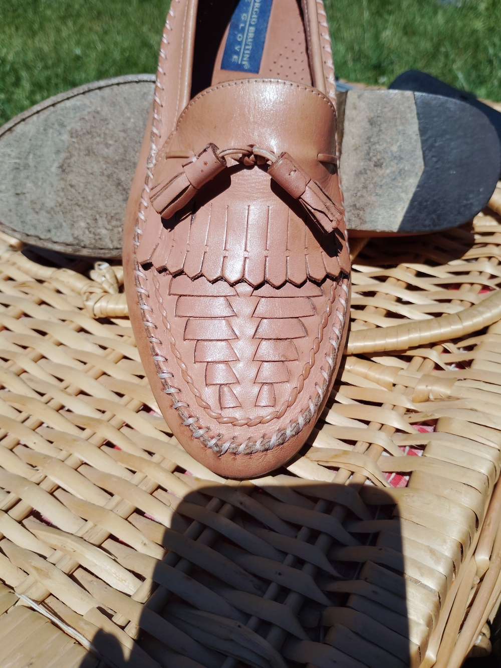 Giorgio Brutini Tan Leather Tassel Woven Loafers - Picture 3 of 7